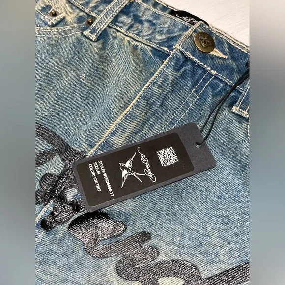 BNWT!! Ed Hardy Blue Denim Skirt with Graphic Design
